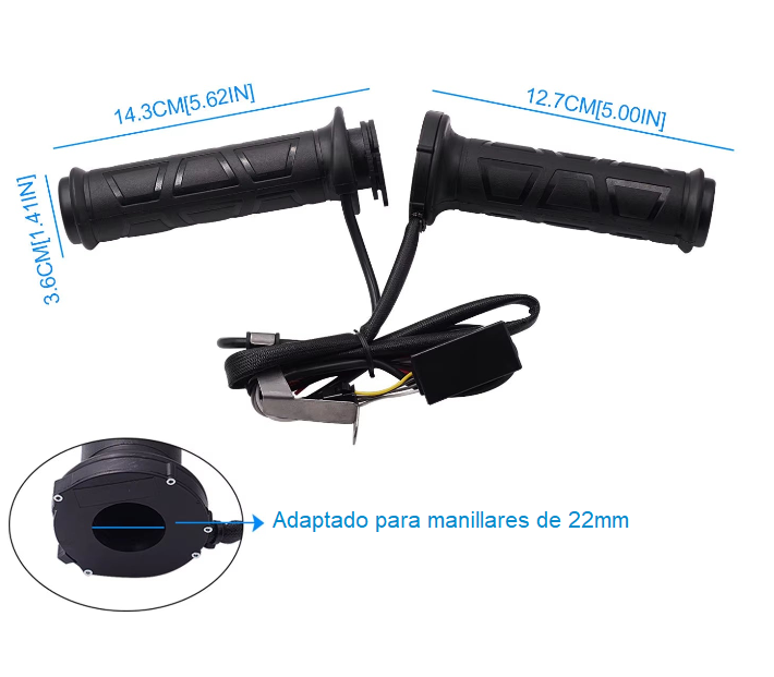 Puños calefactables universales para manillares de 22mm