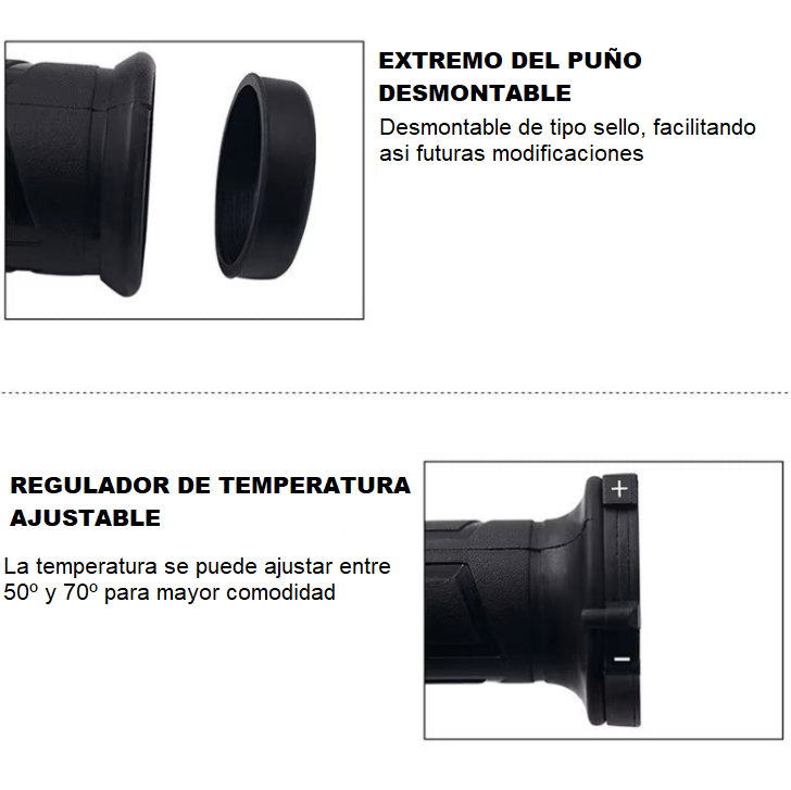 Puños calefactables universales para manillares de 22mm